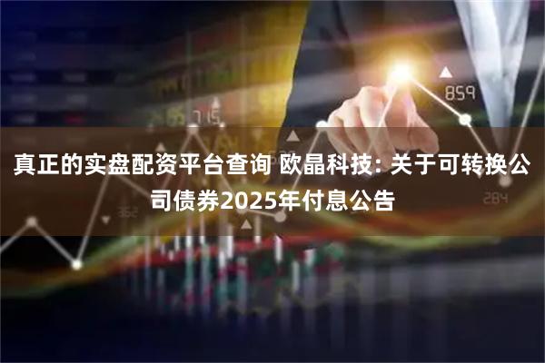 真正的实盘配资平台查询 欧晶科技: 关于可转换公司债券2025年付息公告