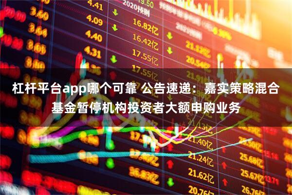 杠杆平台app哪个可靠 公告速递：嘉实策略混合基金暂停机构投资者大额申购业务